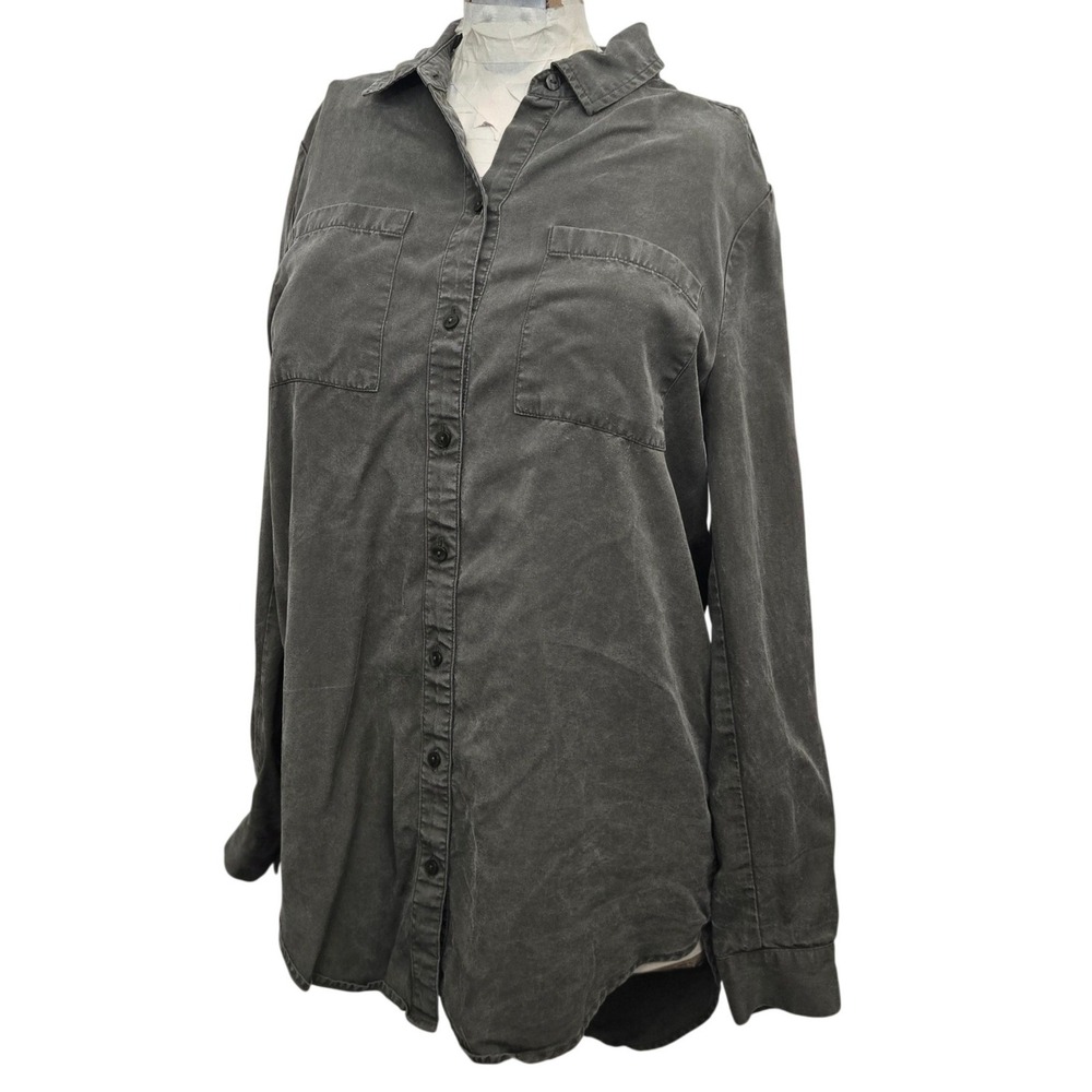 Lucky Brand Olive Green Lyocell Shirt Women S Utility Button Down Long‎ Sleeve